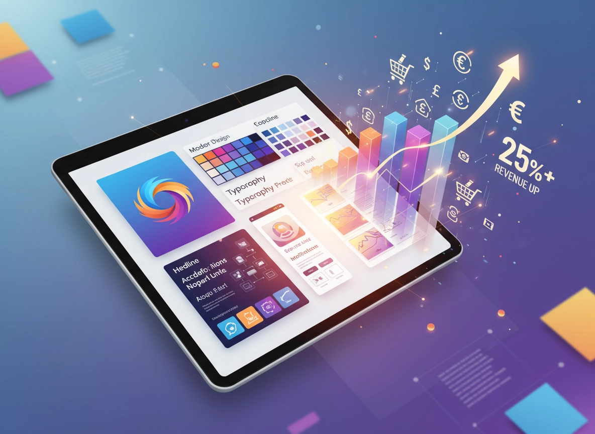 Firefly_A dynamic visual showing creative design elements transforming into sales growth. Inc 357348